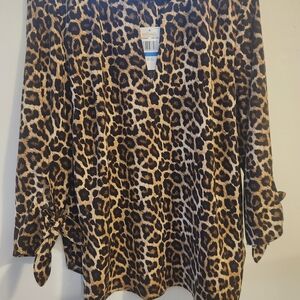 Michael Kors Dark Camel Animal Print Blouse